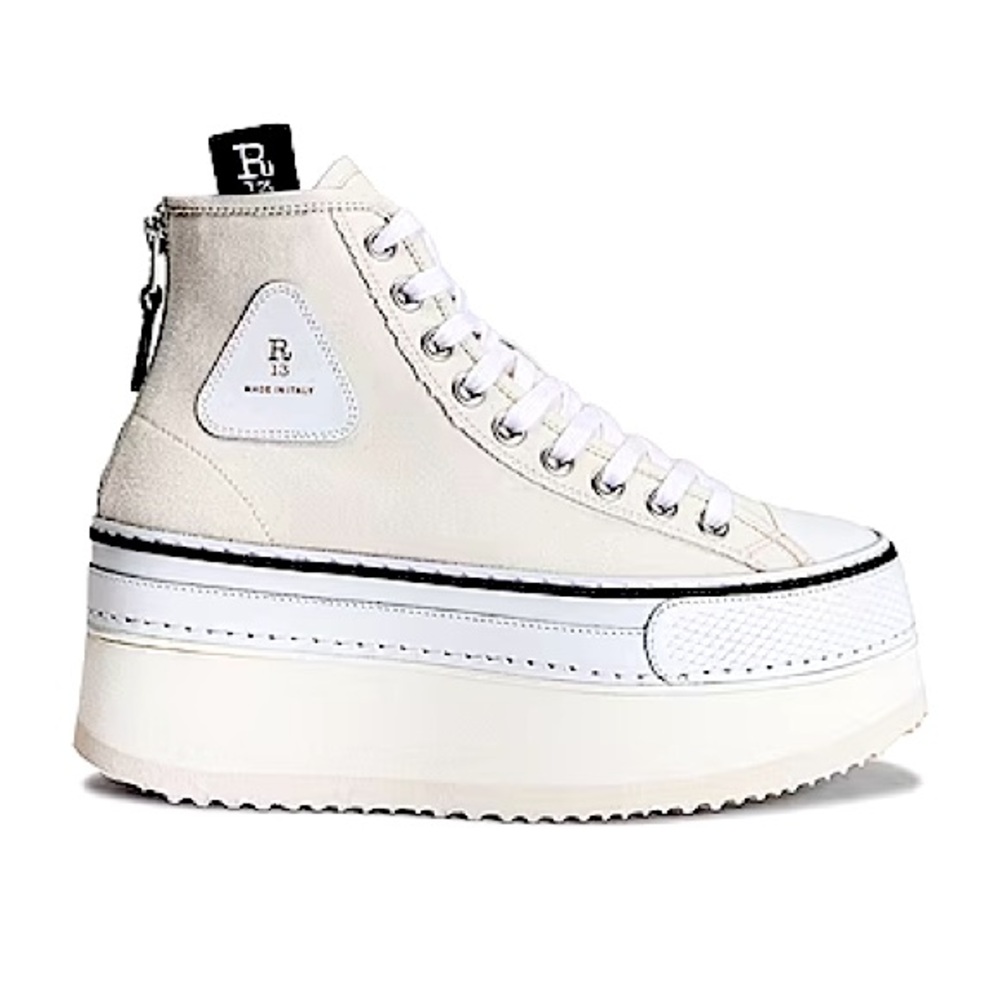R13 Courtney Platform High Top Sneaker in Ecru